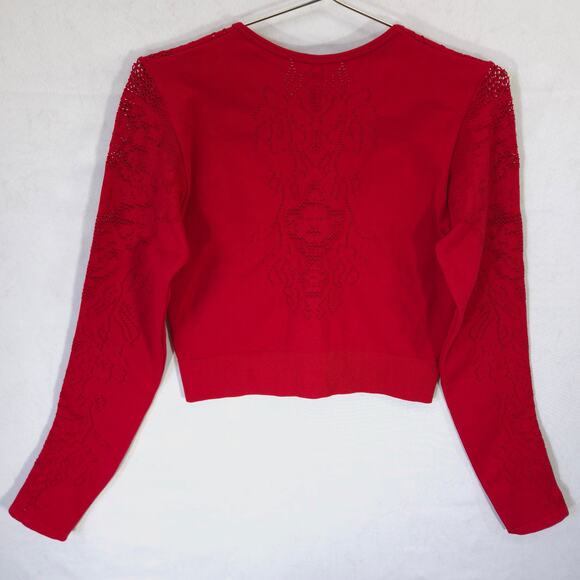 Fabletics Top Womens L Red Flora Seamless Floral Jacquard Compression Breathable - Picture 5 of 11